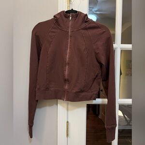 Chocolate brown cropped long sleeve hoodie sz S
